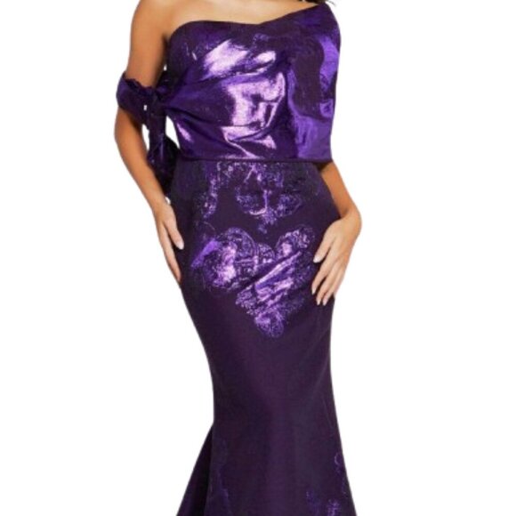 NWT Jovani 40318 Metallic/Satin Mother of the Bride Dress Purple Size 12 - Picture 1 of 9